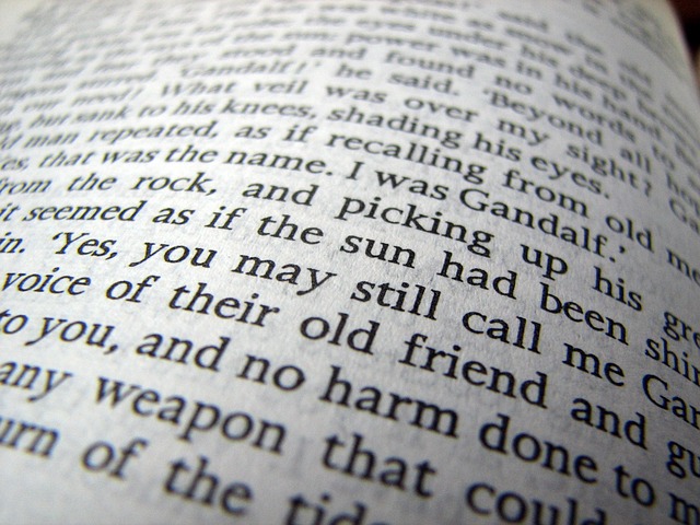 page de livre en anglais